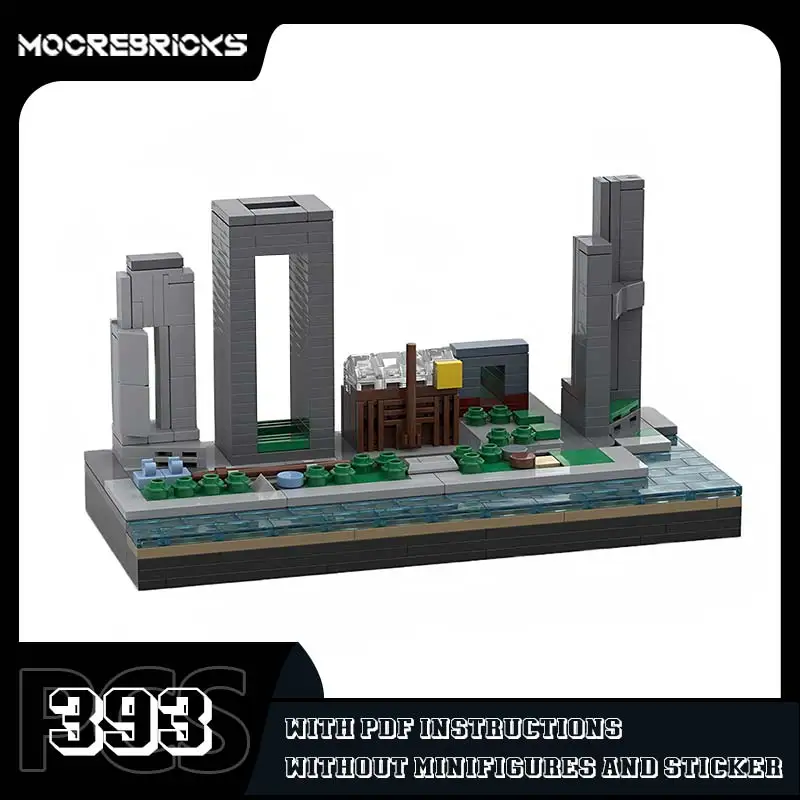 MOC-136547 도미노 공원 빌딩 블록, 도시 랜드마크, 거리 풍경 모형 조립, 작은 입자 벽돌, 어린이 크리스마스 장난감