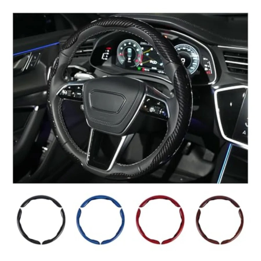 

Carbon Fiber Steering Wheel Cover 3PCS Set Anti-Slip, Scratch-Resistant, Universal Fit for 14 16 Inch Wheels Interior Car Acces