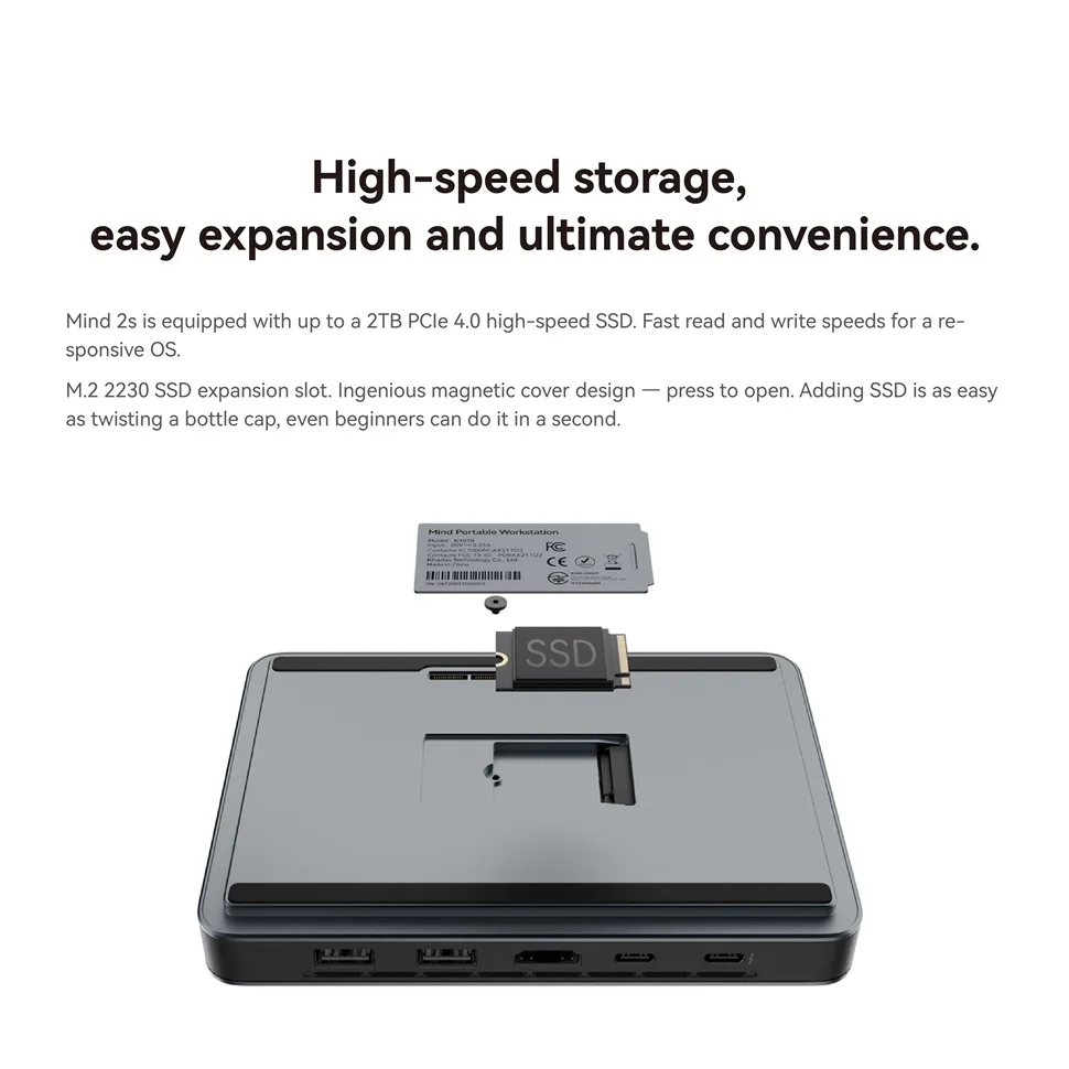 Khadas Mind 2s Mini PC Intel Core Ultra 7 255H ​   16C/16T Windows 11 Home Barebone Desktop Computer 64GB RAM 2TB SSD PCle 5.0 USB4