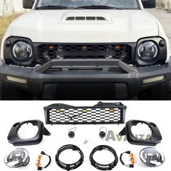 Auto Parts Grill With Lights Front Bumper Modification Fits For SUZUKI JIMNY 2007-2011/2012-2018 Headlight Light Frame