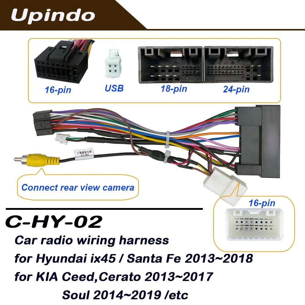

Car Radio Cable Power Wiring Harness Android Unit Connector Socket for Hyundai Santa Fe KIA Ceed Cerato Sorento Soul Sportage