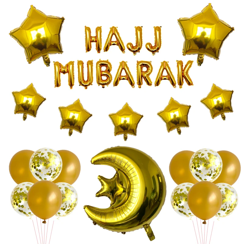 1 Satz Eid Mubarak Stern Mond Herz Folie Luftballons Muslim Hadsch Mubarak Dekor Ramadan Kareem Festival Party dekorative Artikel