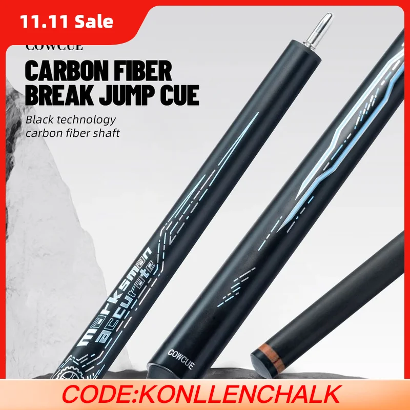 

2 in 1 COW 58" Carbon Energy Break Punch Kick-off Jump Billiard Pool Cue Stick 13mm Break Jump Cue Stick