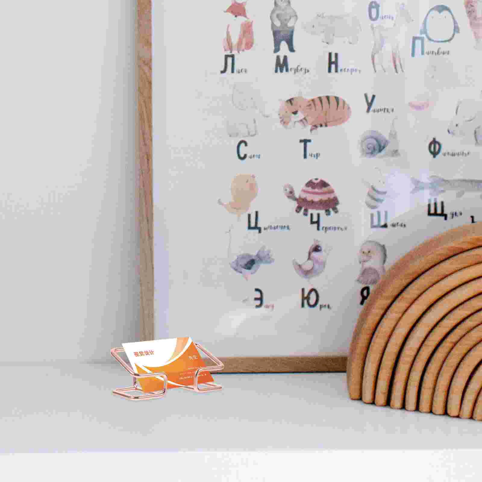 Desktop Card Holder Simple Metal Business Display Storage Box 2pcs Gold Organizer for Cards Stainless Steel