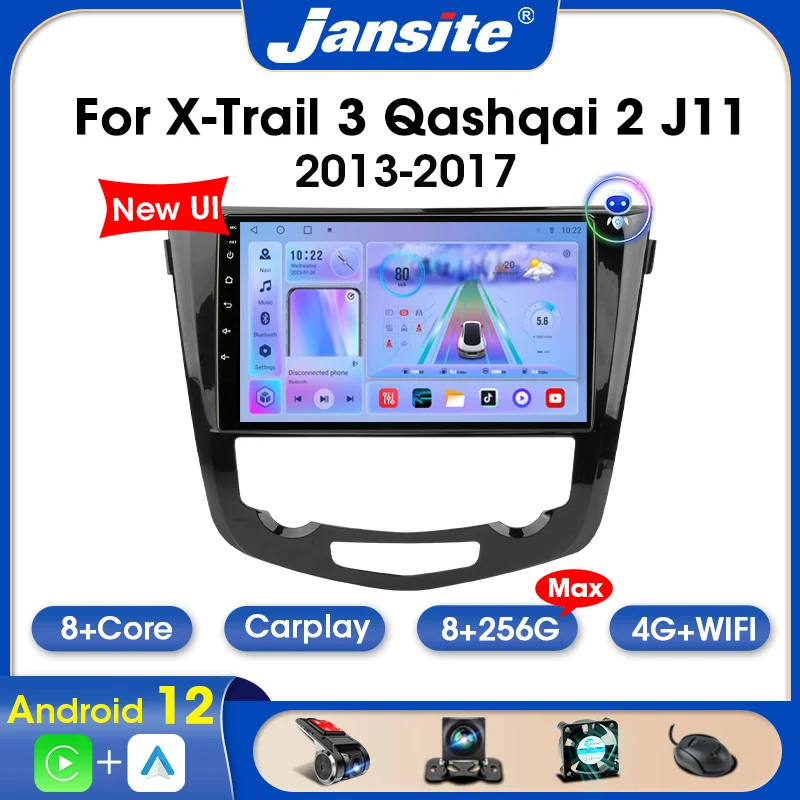 

Jansite 2 Din Android 12 Car Radio For Nissan X-Trail 3 Qashqai 2 J11 2013-2017 Multimedia Video Player Carplay Stereo Auto DVD