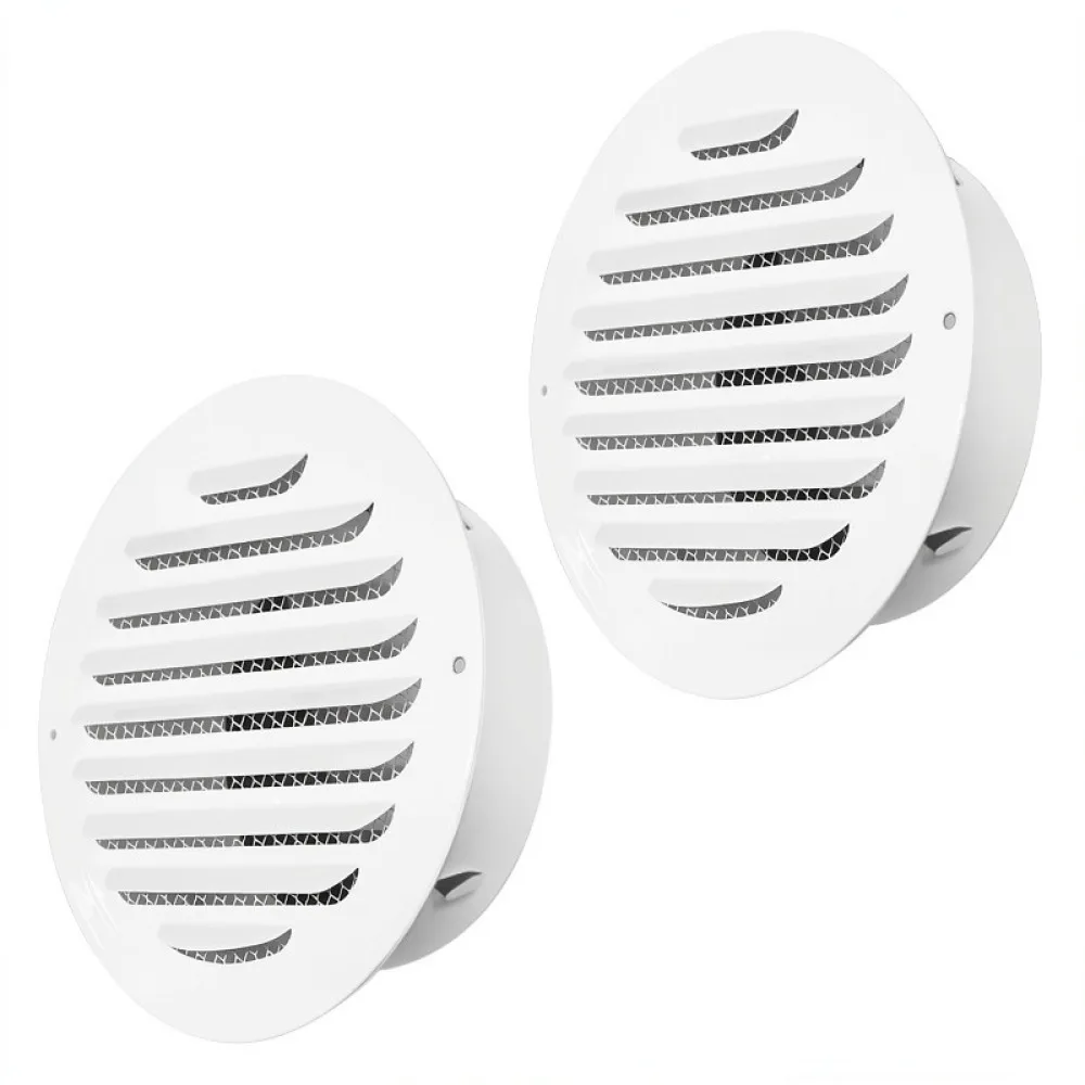 Anti Corrosion Painted Stainless Steel Round Air Vent Hood Flat Wall Grille Louver For Kitchen Ventilation Pipework