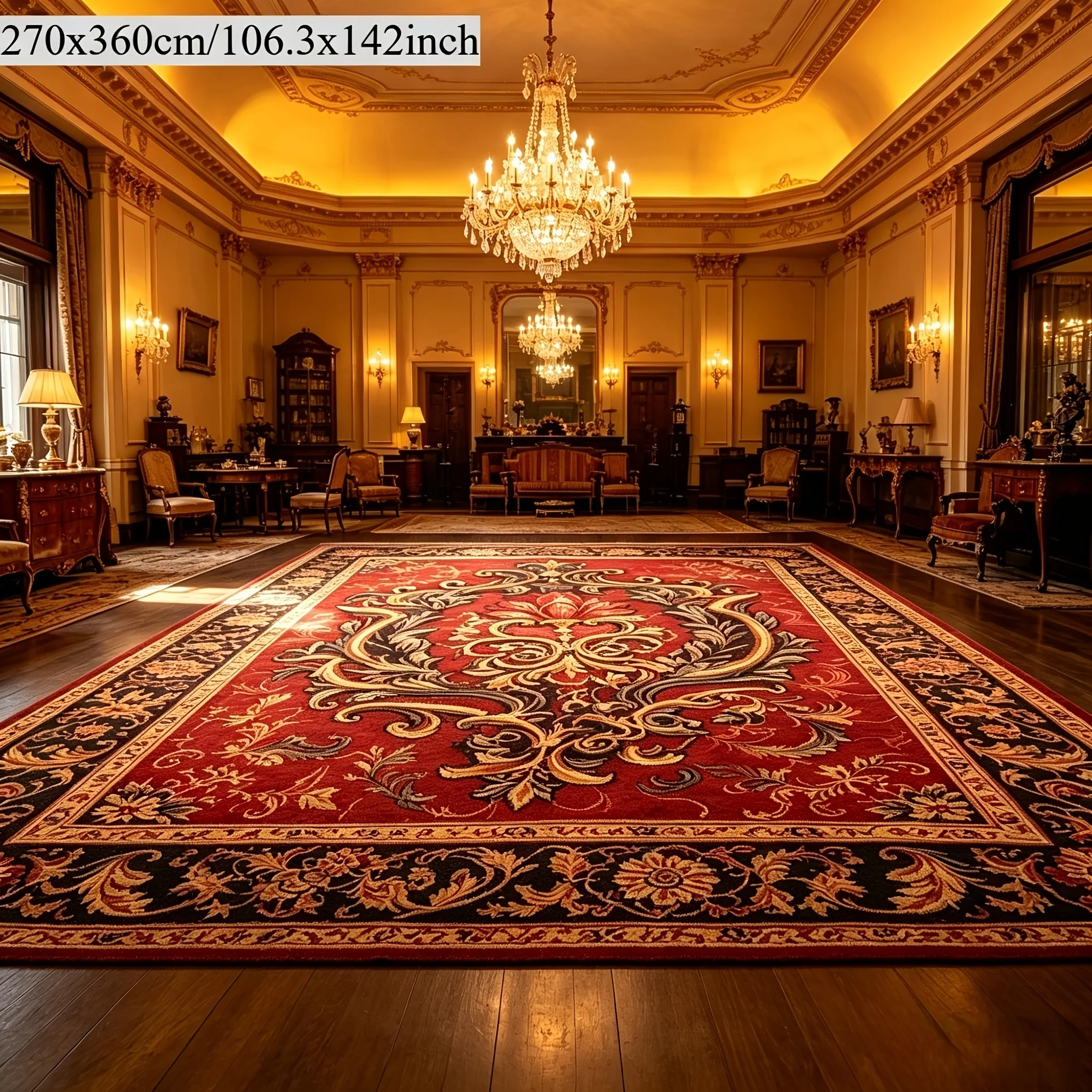 2D Flat Ultra-Large Size Tassel Relief Aesthetic Velvet Carpet, Non-Slip Backing, Machine Washable, Easy to Clean, Quick-Drying,