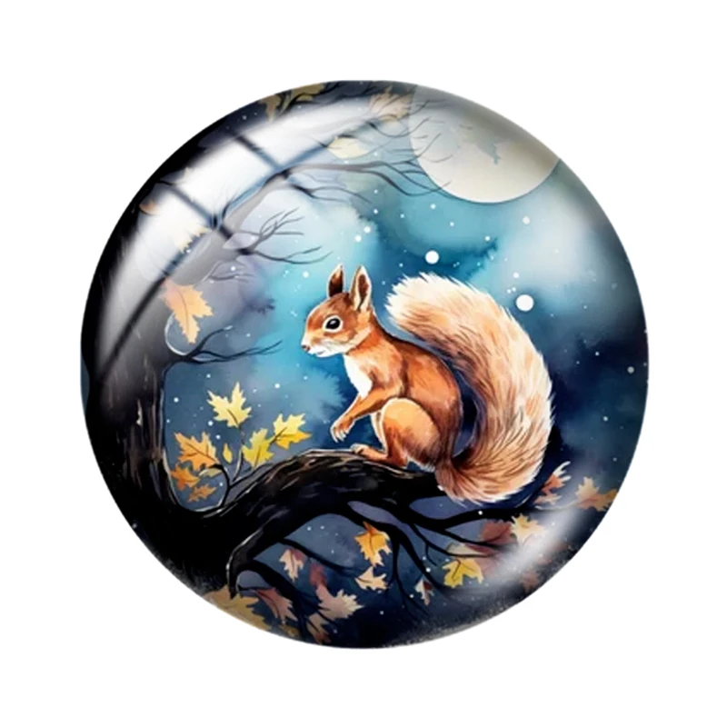Watercolor Squirrels mixed 10pcs 12mm/18mm/20mm/25mm Round photo glass cabochon demo flat back Making findings