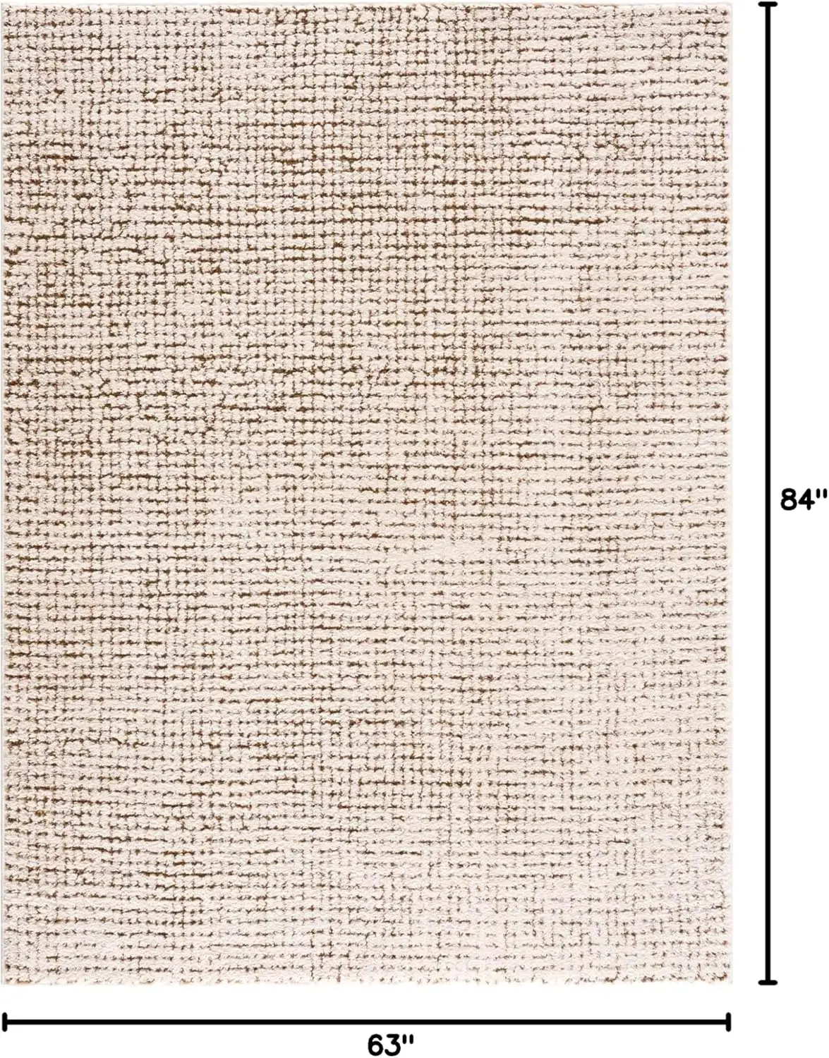 Living Room, Bedroom Area Rug - Modern Farmhouse Mosaic Carpet ，High Pile Cream, Brown 5'3