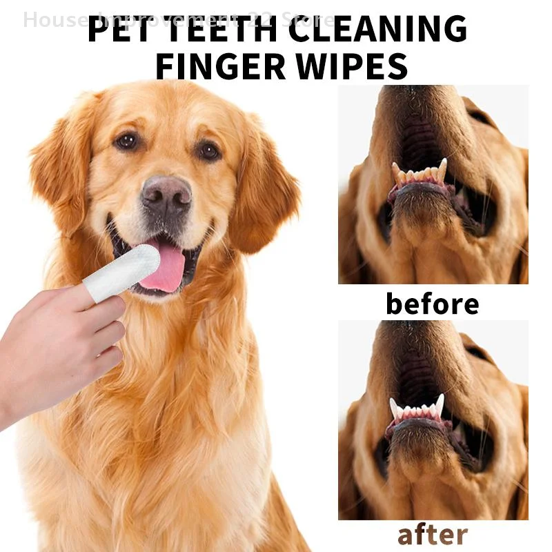 50/100Pcs Pet Cleaning Products Eye Wipes To Remove Tear Marks Clean Ears And Teeth Disposable Finger Wet Wipes Pet Supplies