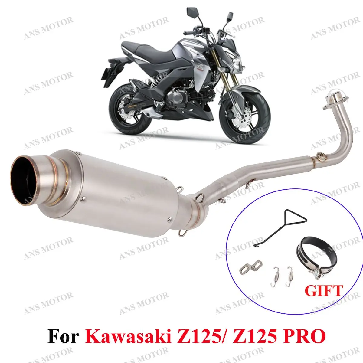 For Kawasaki Z125 /Z125 PRO 2013-2024 Motorcycle Exhaust Escape Full System Slip On Muffler With Removable DB Killer