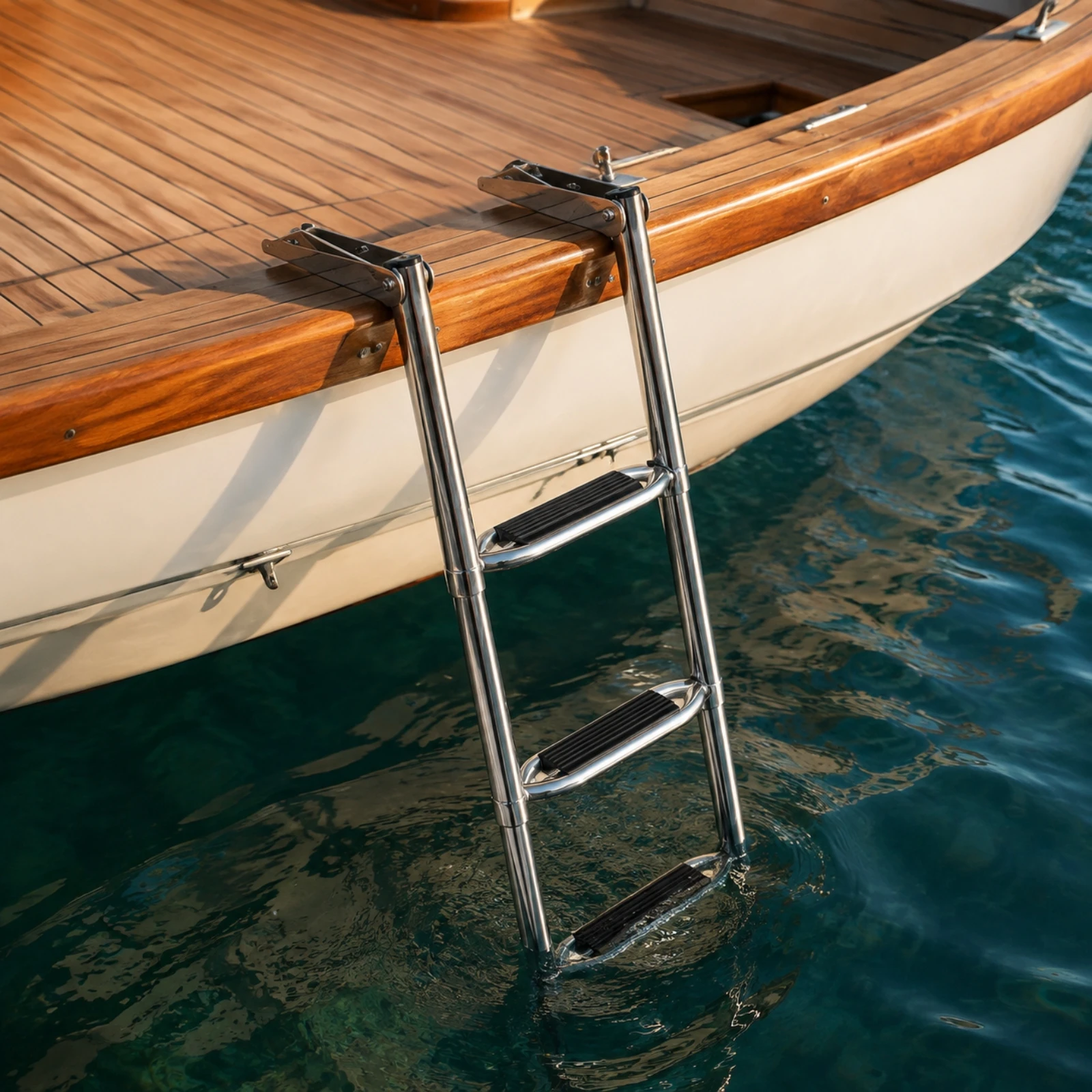 Telescopic Boat Ladder Anti-Slip Stainless Steel Boat Ladder Compact Easy Storage for Boaters, Boats, Yachts view 3