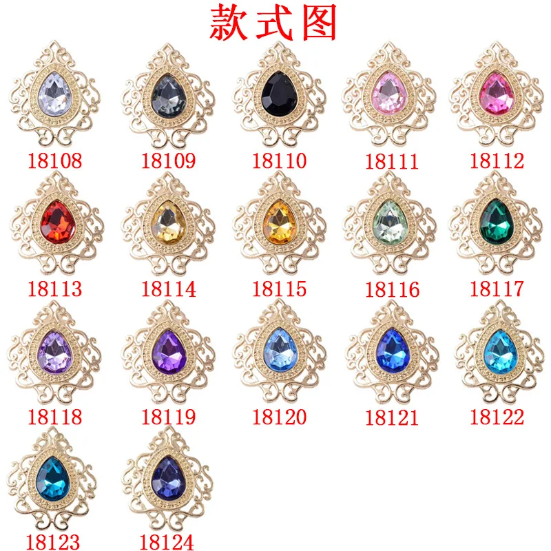 Baroque style hollow lace water drop gem alloy accessories European and American retro clothing hair accessories materials
