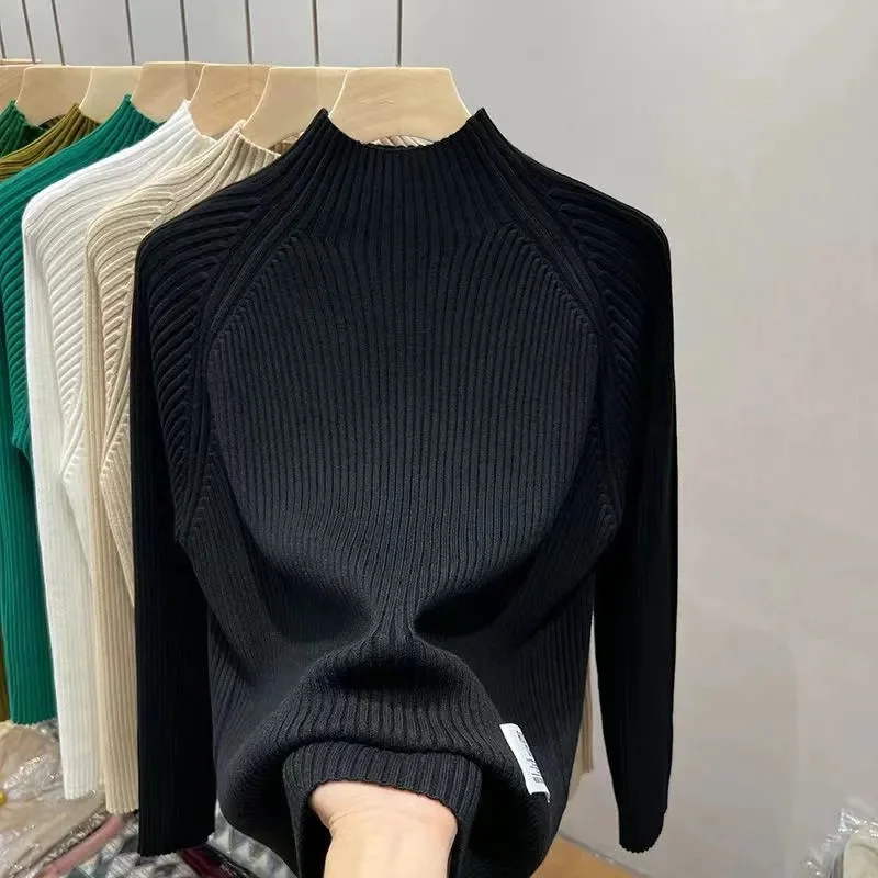 Turtleneck Sweater Women Fashion 2024 New Stretch Tops Women Knitted Pullovers Long Sleeve Bottoming Knitted Sweater