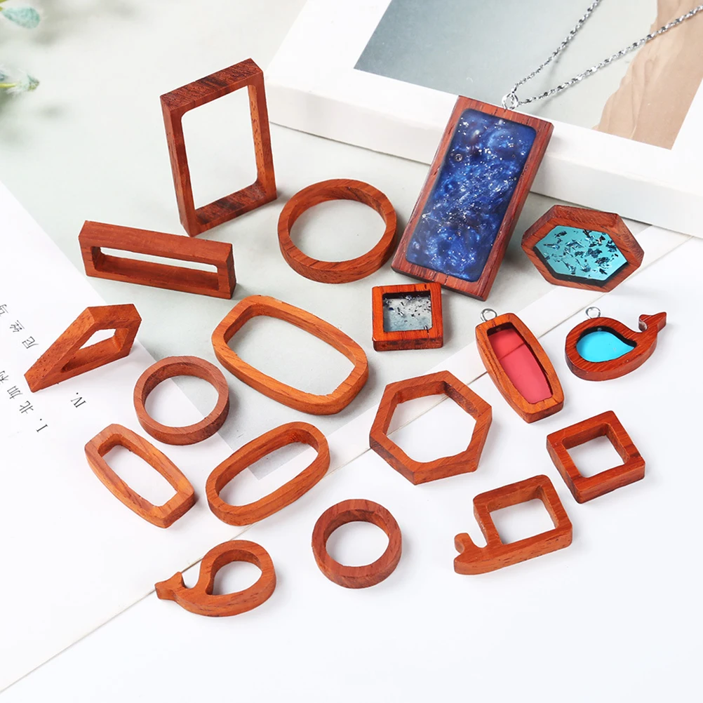 10pcs Sandalwood Pendant Molds Wooden Frame Necklace Casting Jewelry Making Epoxy Resin Accessories DIY Crafts Gifts