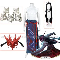 Game LOL Unforgotten Yone Cosplay Costume Wig Skirt Strap Straps Uniform Full Set Adult Man Woman Carnival Halloween Suit