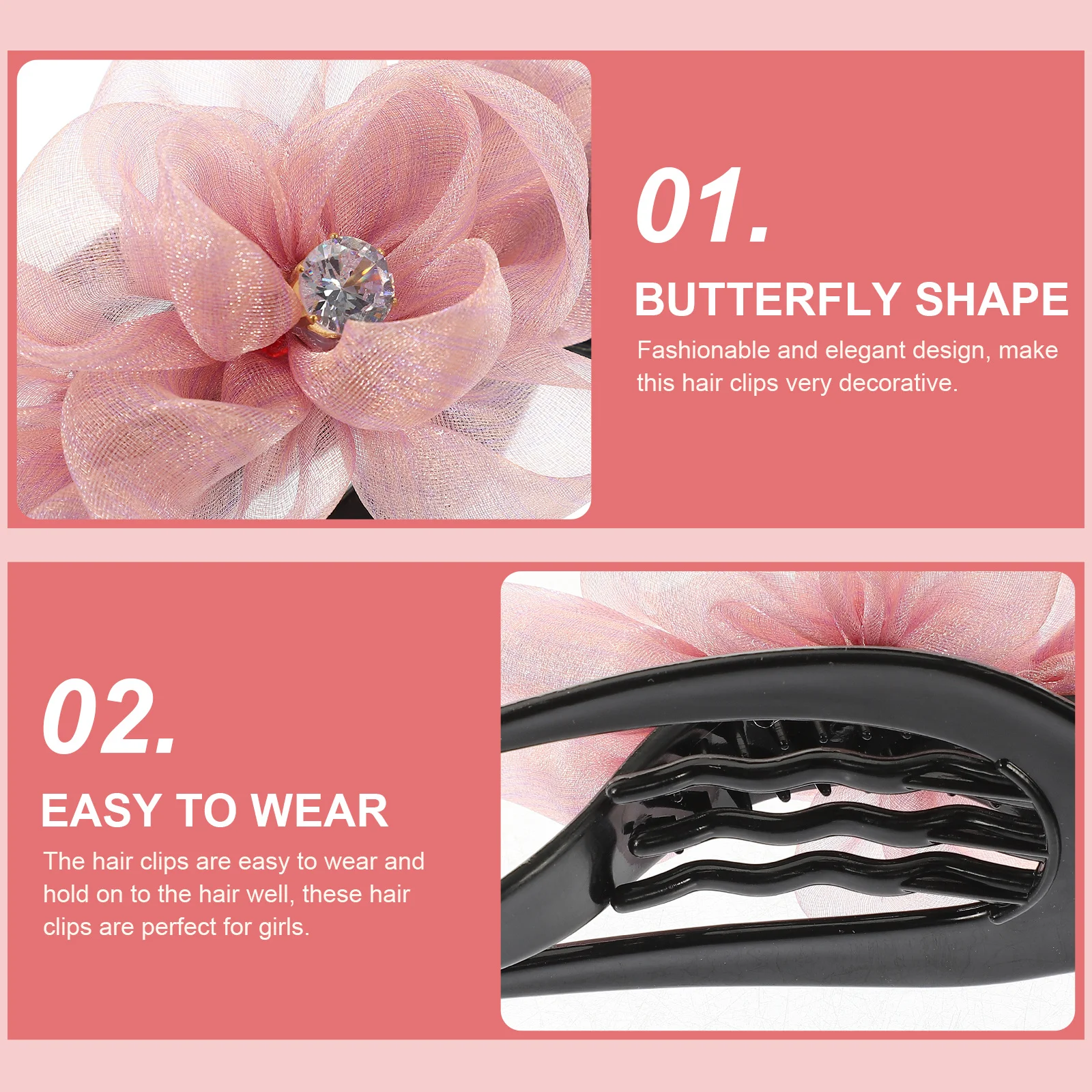 

Large Flower French Hair Claw Clip for Women Girls Wedding Birthday Creaseless Hair Clamp Jaw Clips Flat Claw Clip