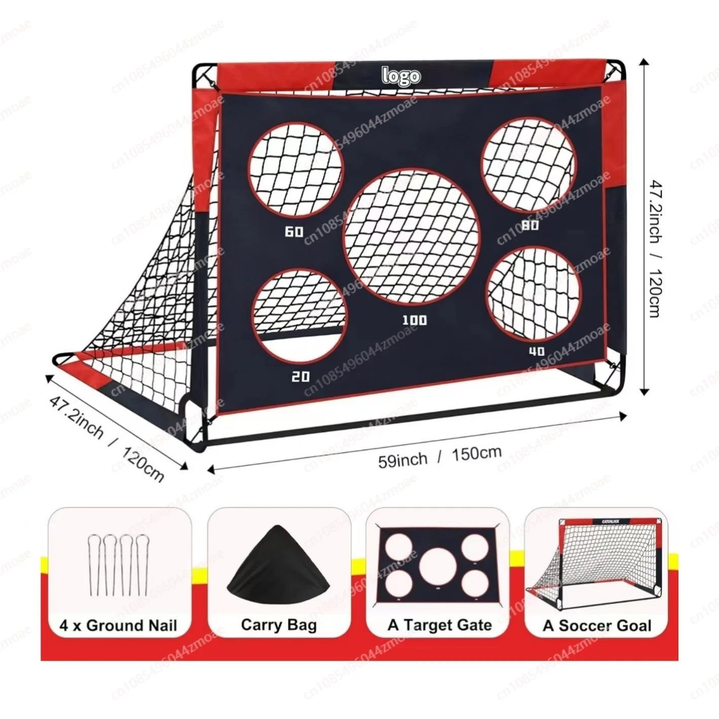 

Portable Removable 2-in-1 Football Goal 420D Oxford Cloth Soccer Goal Net Cross-border Hot Sale