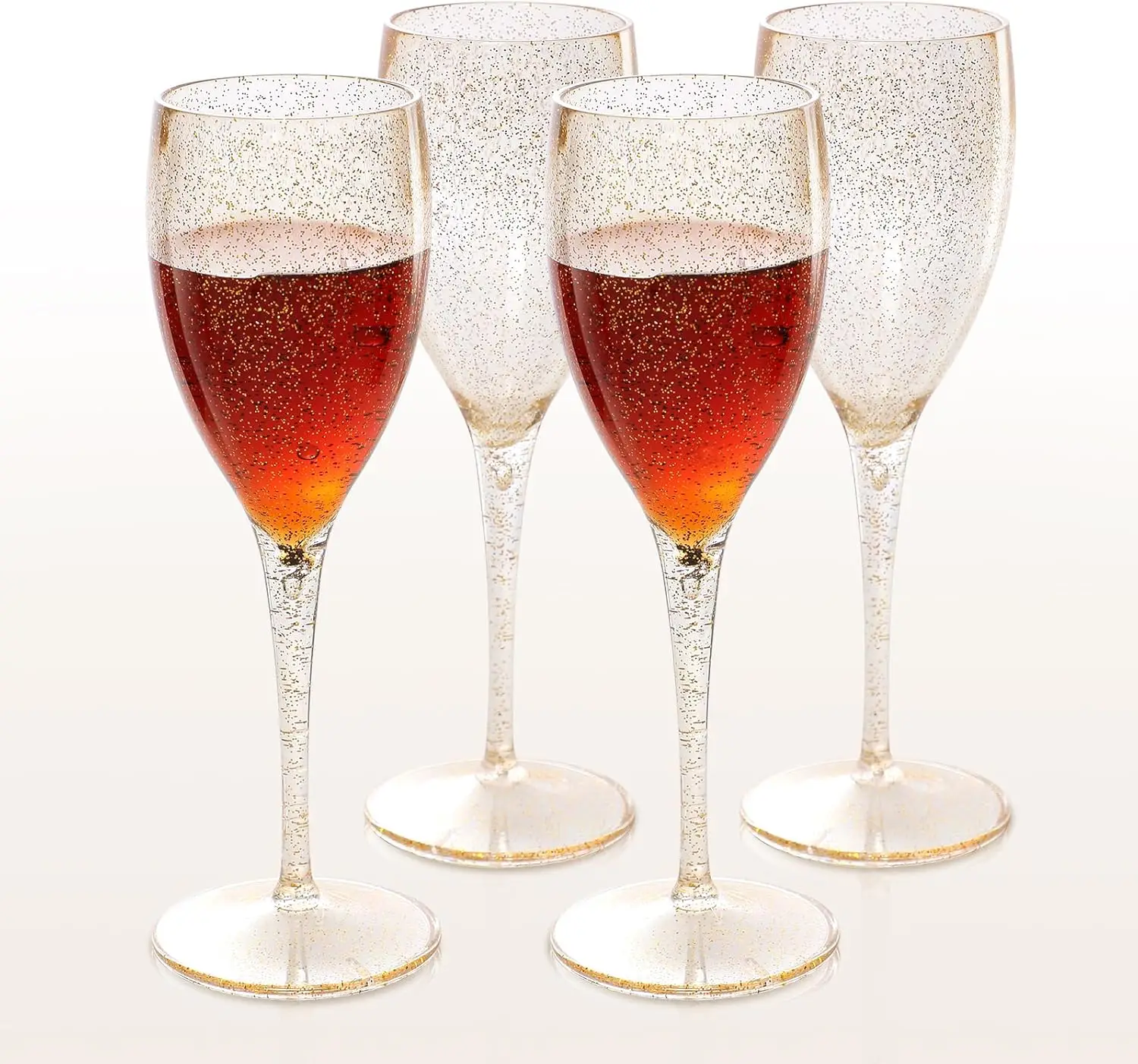 

Gold Glitter Champagne Flutes 6.5oz, 6pcs Reusable Toasting Glasses for Wedding Birthday Party