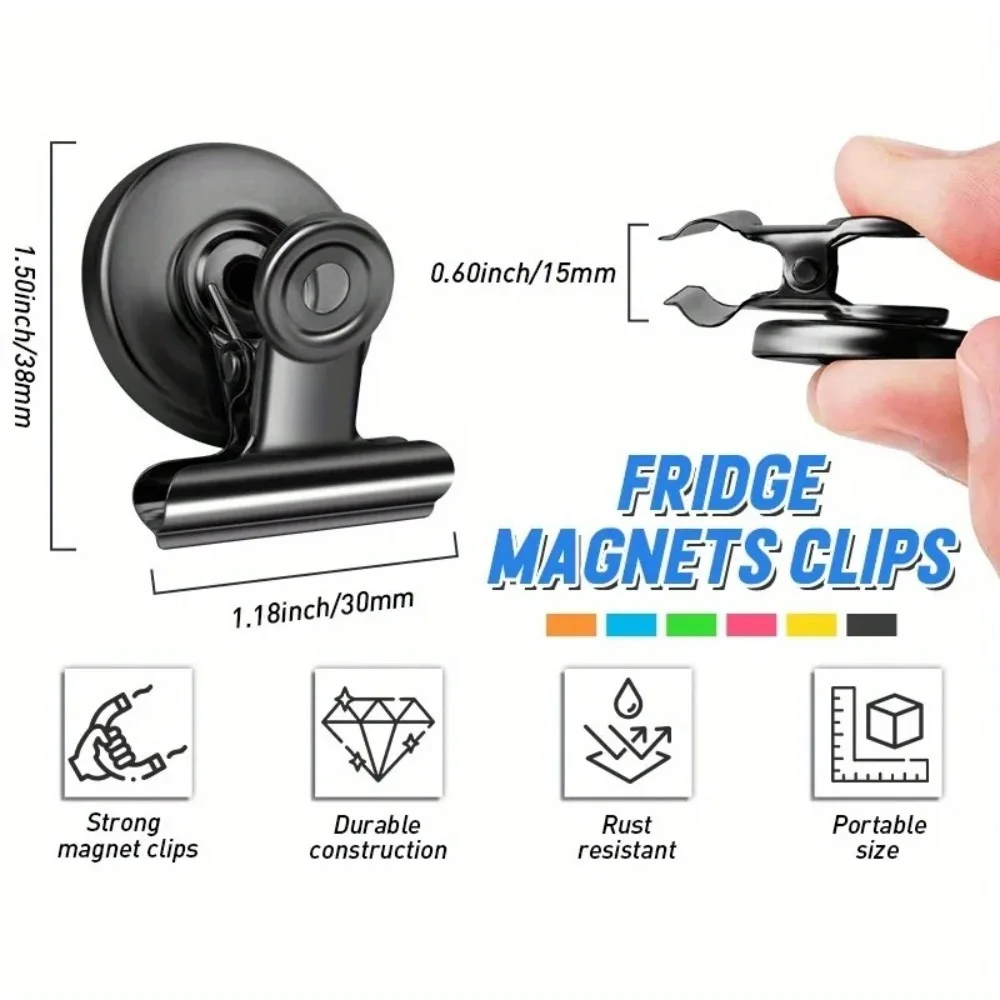 6 piecs Fridge Magnets clips with Anti-Scratch Sticky Pads Refrigerator Magnetic Clips strong heavy Whiteboard Magnets Clip