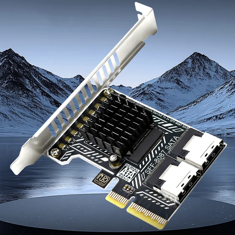 PCIe X4 to 2 Port SFF-8087 SATA Expansion Card 8 Ports SATA3.0 6Gbps Hard Disk Adapter Card M.2 Custom Module for Desktop PC NAS