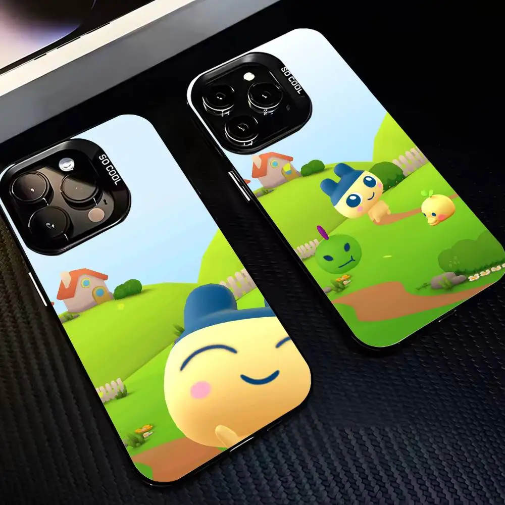 

T-Tamagotchi Kuchipatchi M-Mametch Phone Case For iPhone17,16,15,14,13,12,11,Pro,MAX Gray Matte Silicone Black Cover
