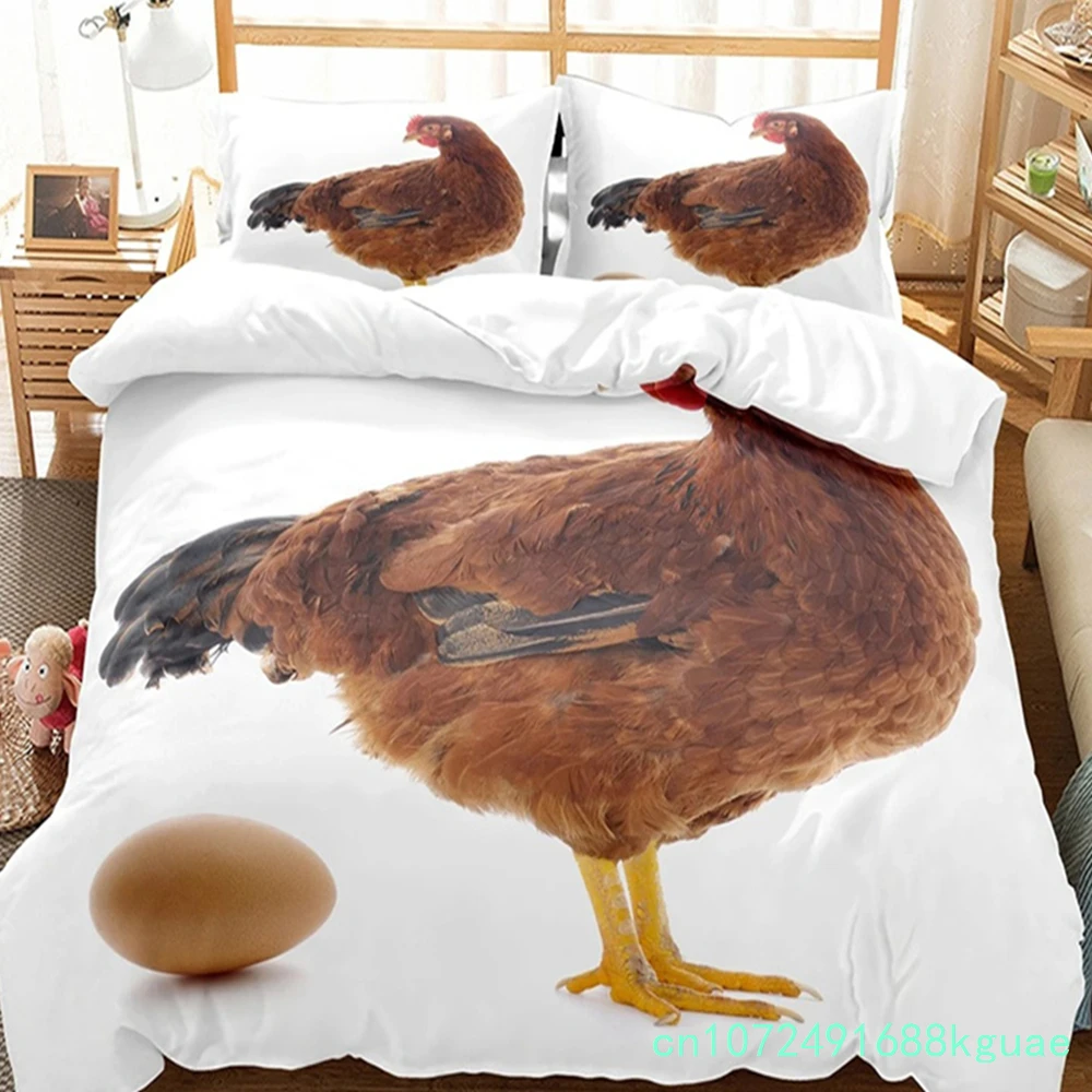 Farm Chicken King Queen Full Duvet Cover Hen Lovely Chick Bedding Set Family Animal Quilt Cover 2/3pcs Polyester Comforter Cover