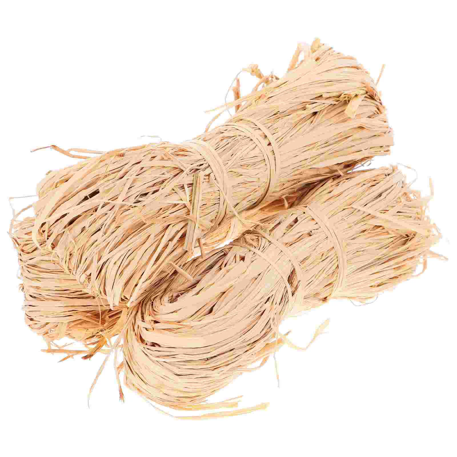 

3 Bundles Natural Raffia Ribbon for Gift Wrapping Crafts Yarn Basket Filler Straw Bale Bouquet