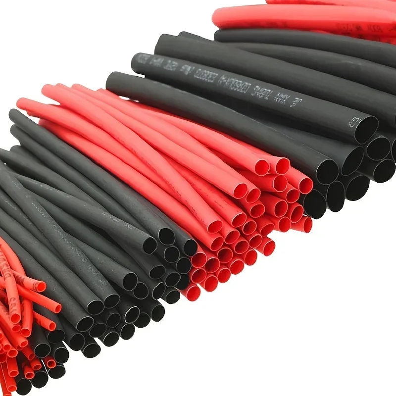 127pcs Black Red Heat Shrink Tubing 2:1 Assortment Polyolefin Tube Car Cable Sleeving Wrap Wire Kit