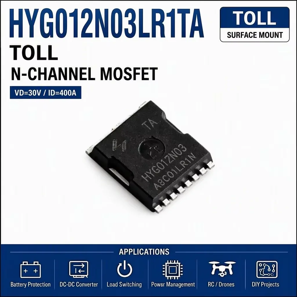 (10 pièces) HYG012N03LR1TA TOLL (Marquage HYG012N03) - MOSFET canal N 30V 380A 0,7mΩ