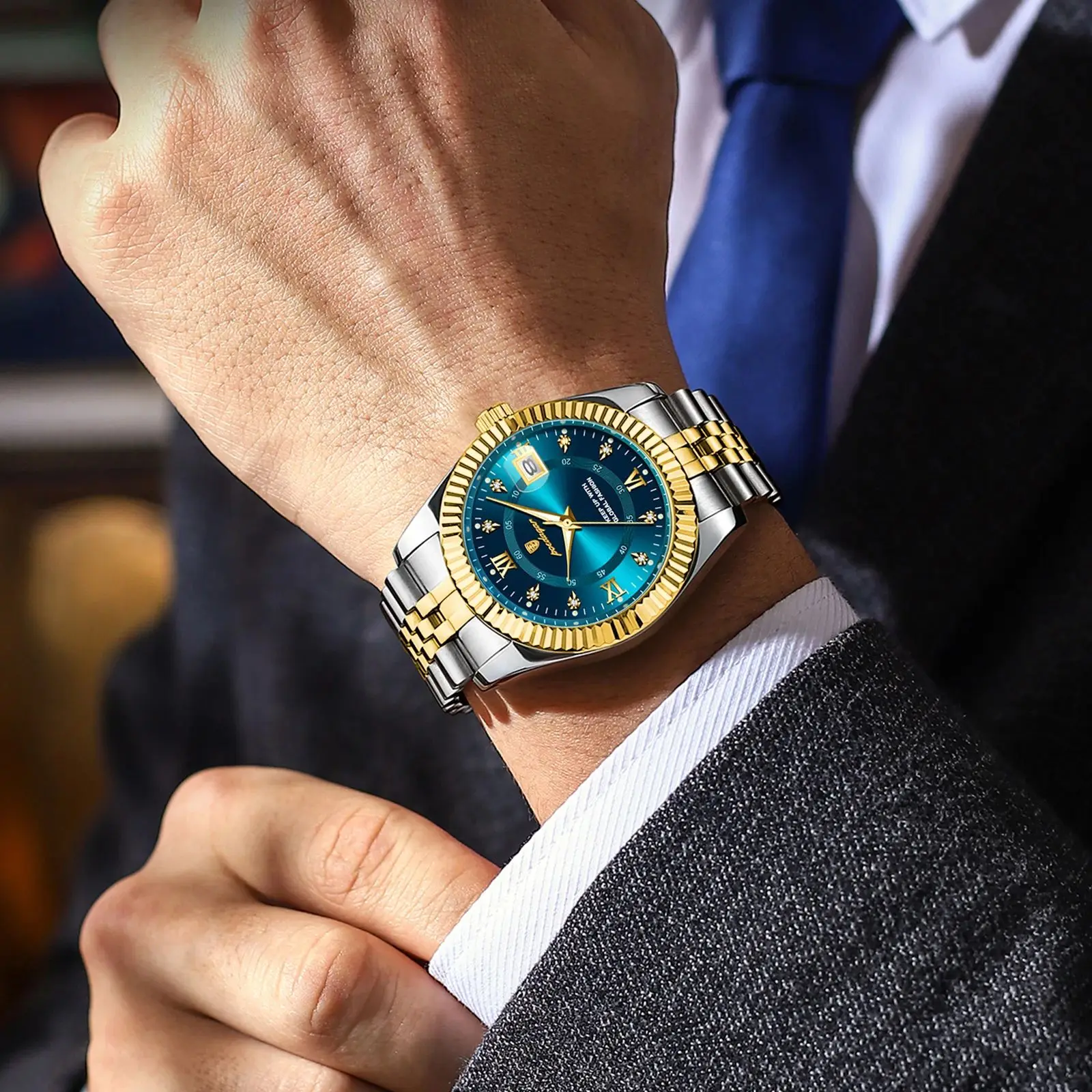 POEDAGAR ساعة معصم رياضية فاخرة للرجل مقاوم للماء مضيئة تاريخ الرجال ساعة كوارتز الفولاذ المقاوم للصدأ ساعات رجالية ذكر Reloj + صندوق