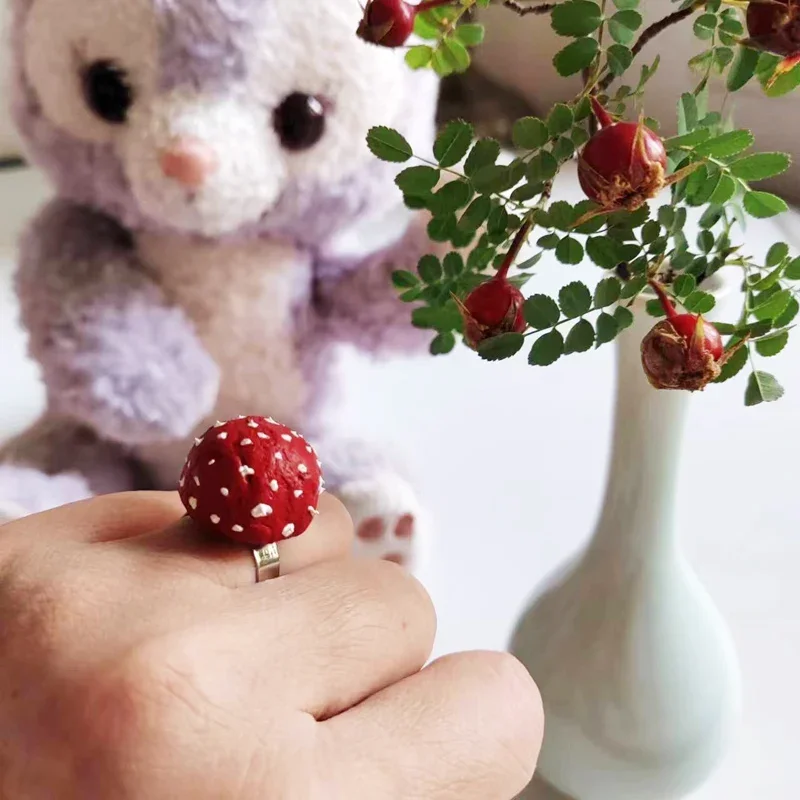 red dots mushroom ring/fairy garden gnome/moss terrarium home decor/crafts/bonsai/bottle garden/miniatures/home  decor/model