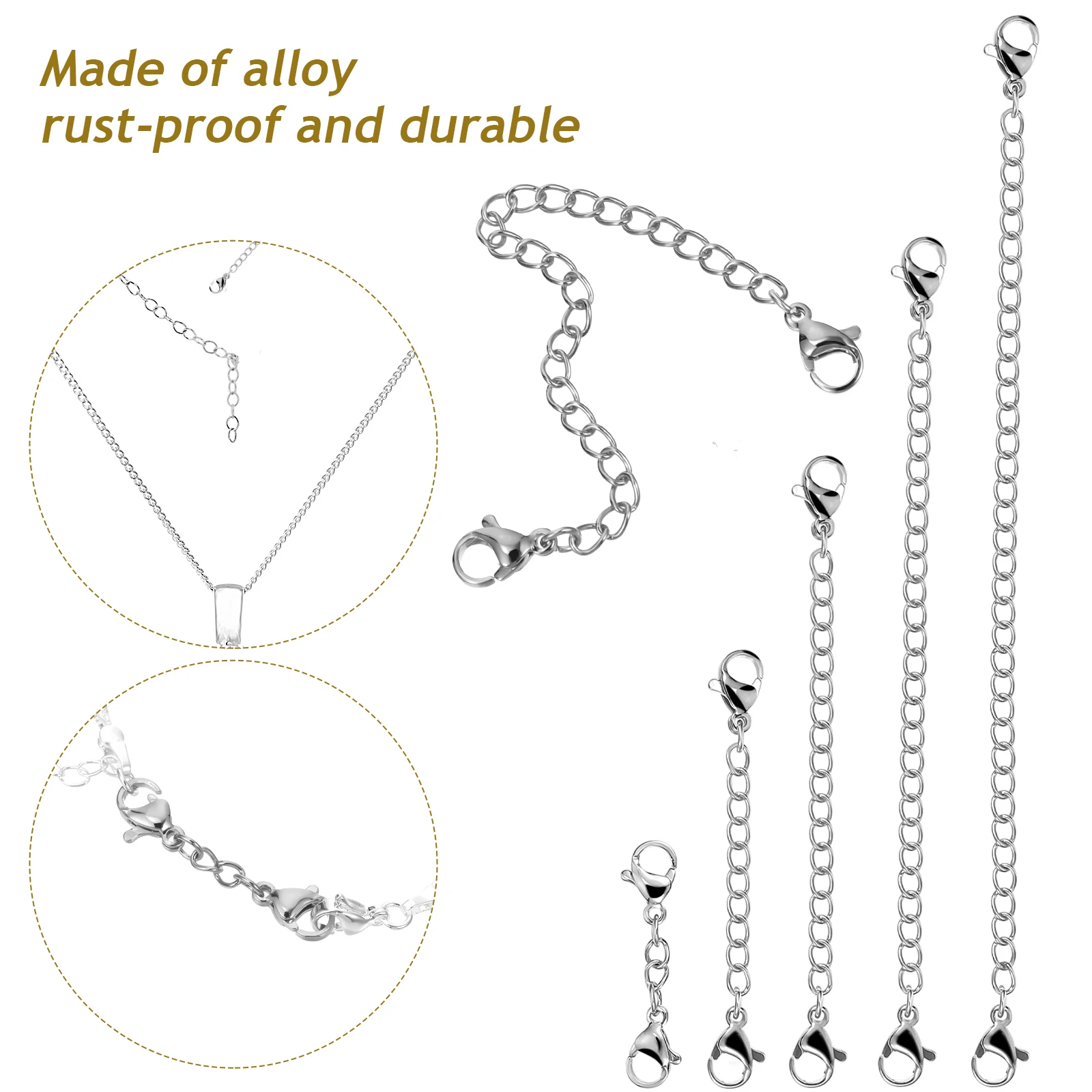 

10 pcs Necklace Extender Chain Magnetic Lobster Clasps Jewelry Making DIY Craft Accessories Bracelet Anklet Connector Stainless