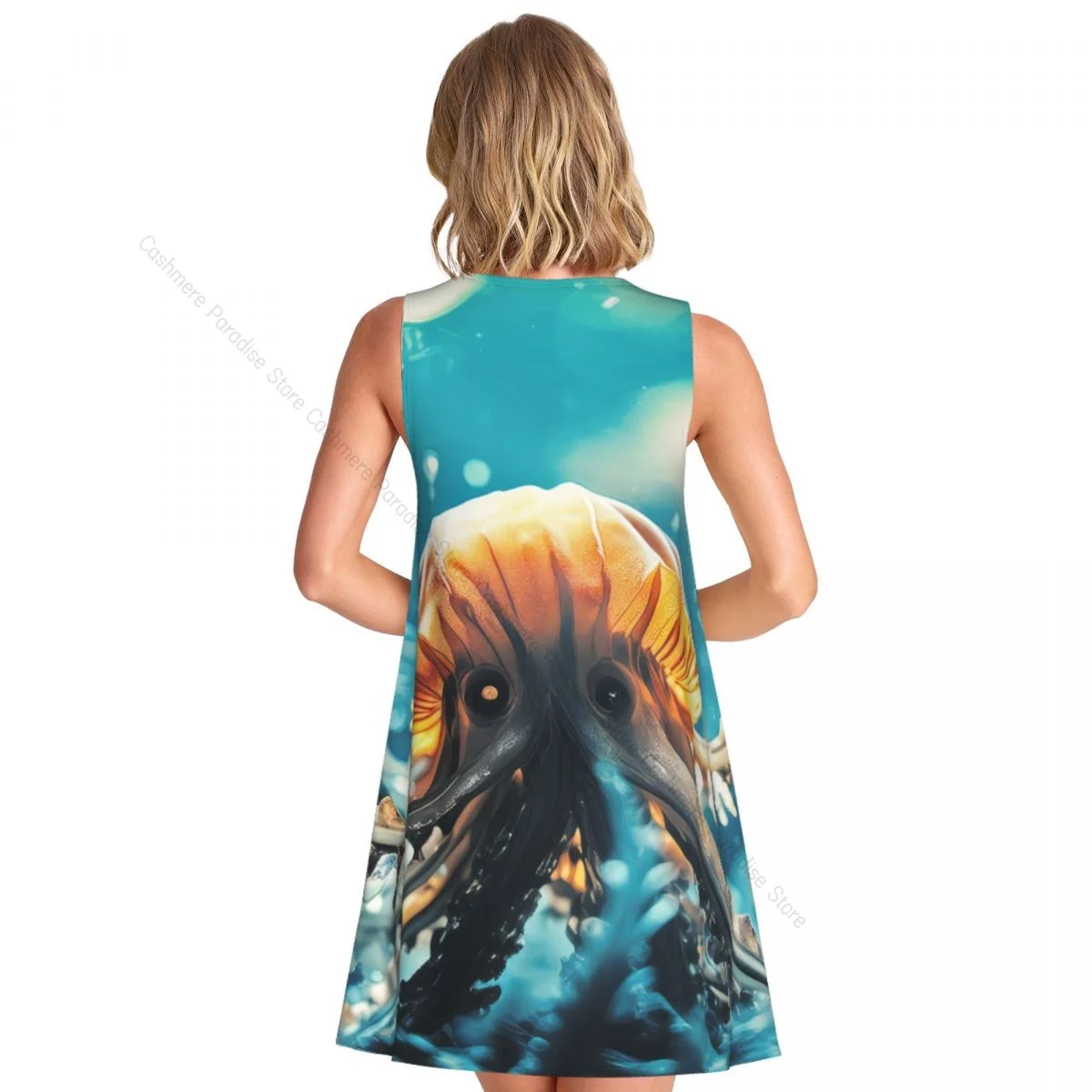Summer Dresses for Women Casual Sleeveless Dress Fantasia Shrimp Tank Sundresses with Pockets