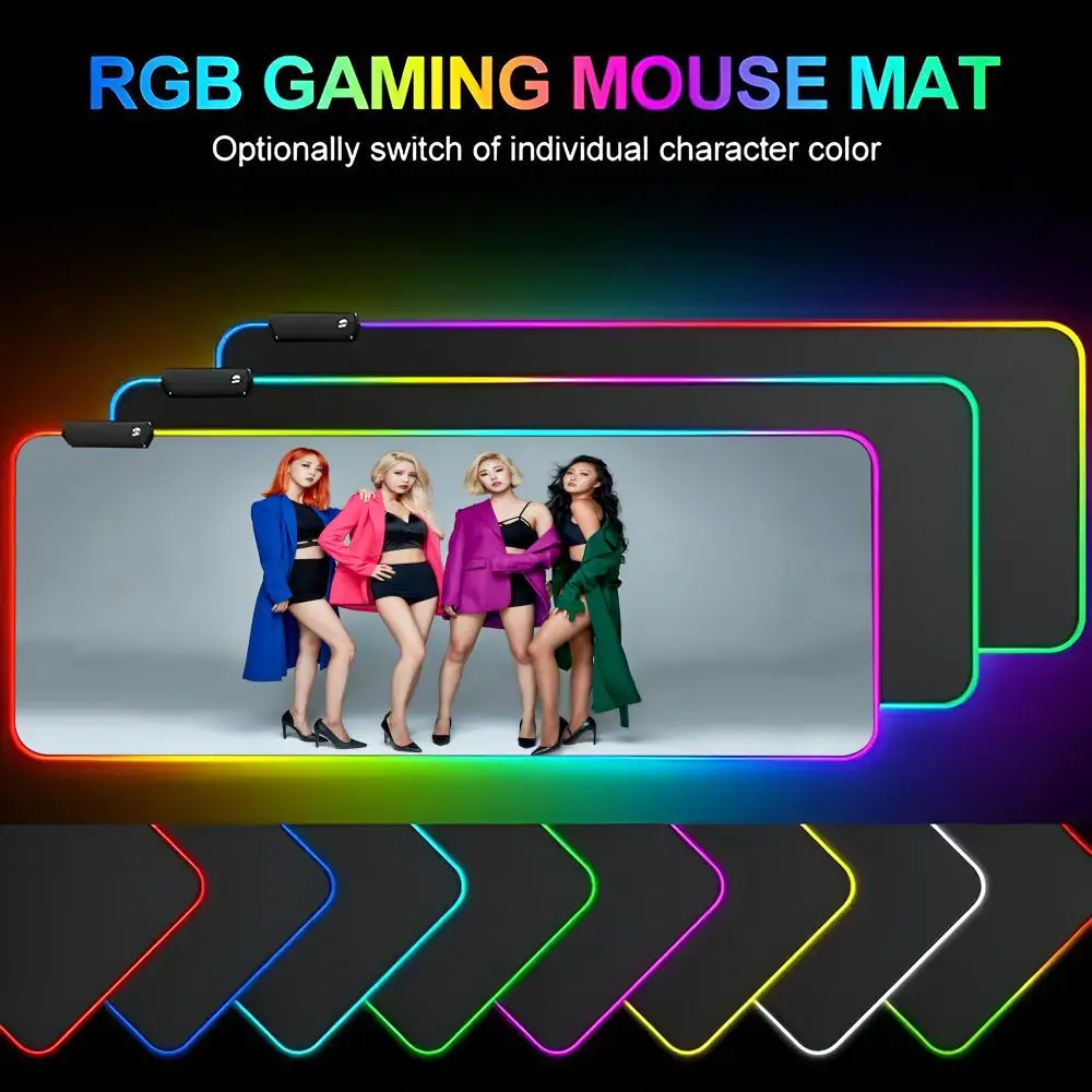 Mamamoes KPOP-alfombrilla de ratón Rgb para Gaming, retroiluminación para Pc, accesorios de escritorio, Teclado retroiluminado para Gamer de oficina