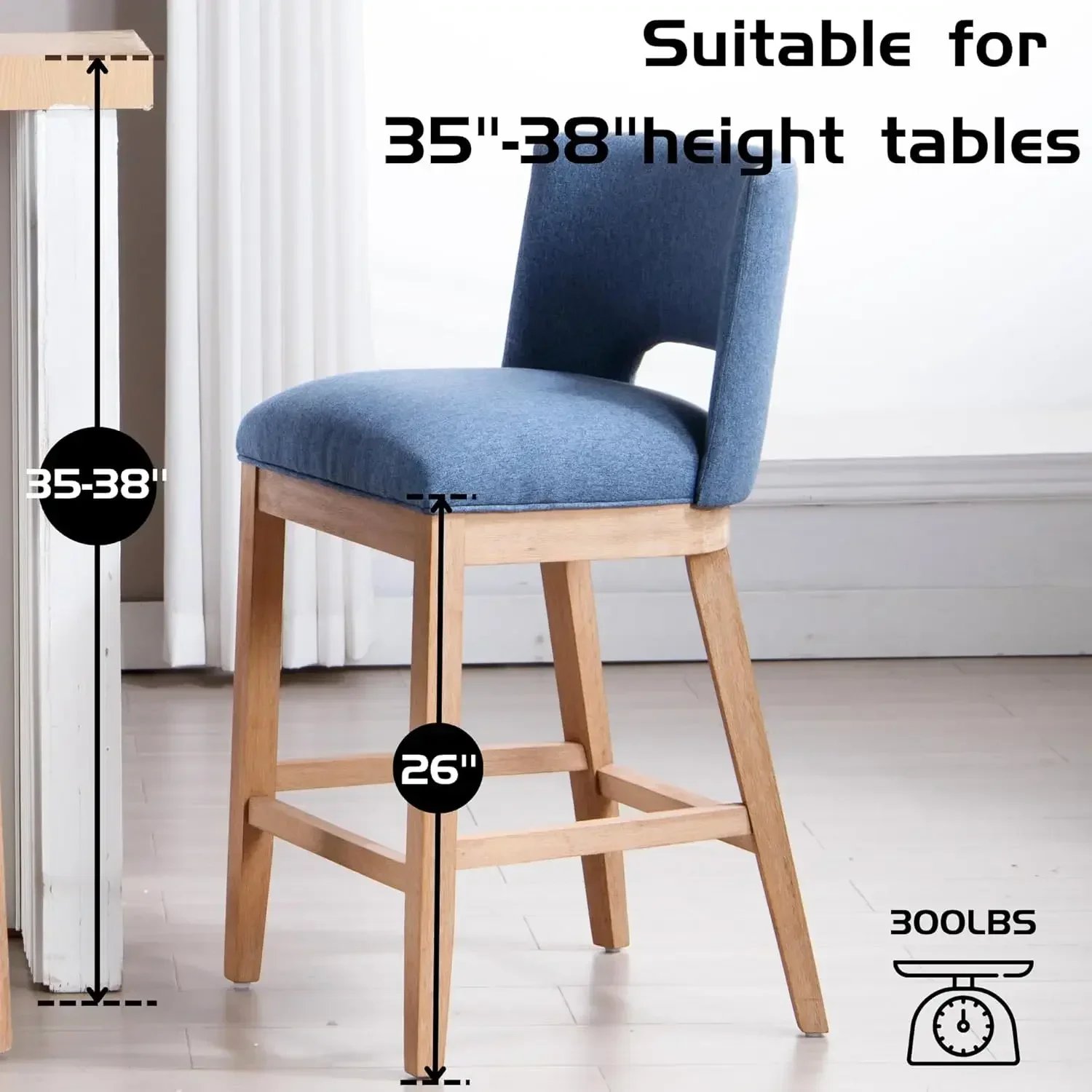 [Limited Time Offer, Buy Now!]Farmhouse Bar Stools Set of 4, 26" Counter Height Barstools, Linen Upholstered Barstools