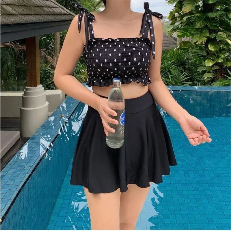 New Korean Two-piece Swimsuit Polka Dot Women Split Swimwear Spicy Girl Sexy Slim Bathing Suit Beachwear Suspended Skirt