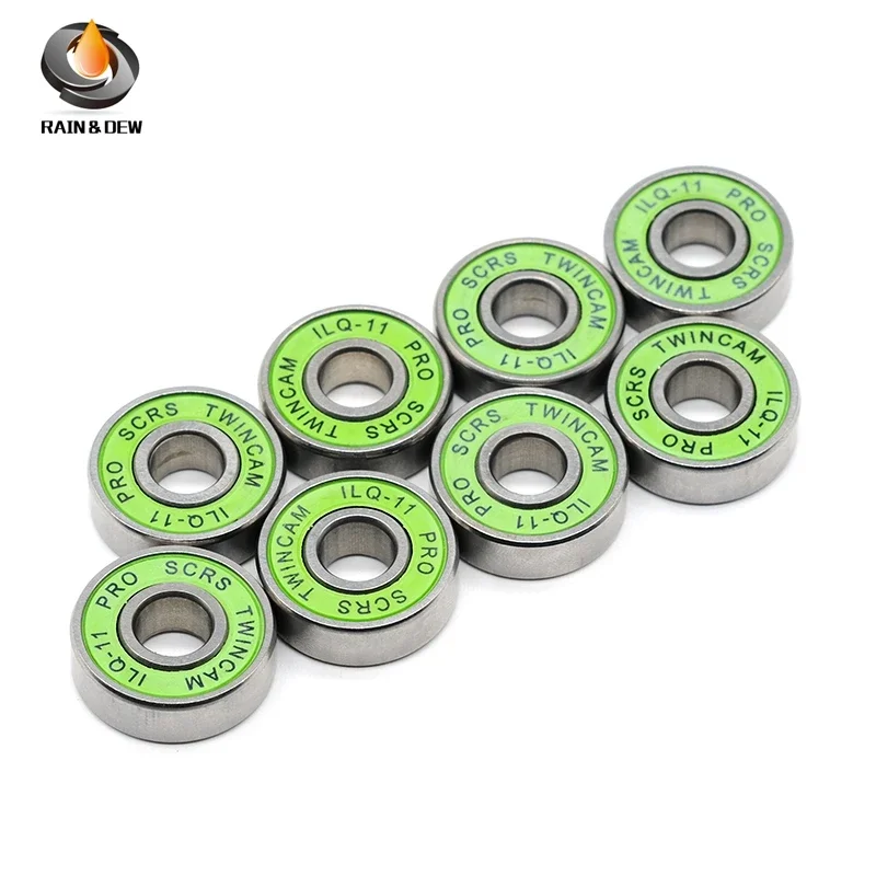 

8Pcs Green Longboard Speed Inline Skate Wheel Bearing PRO SCRS Long-life Durable 608RS ILQ11 Bearing