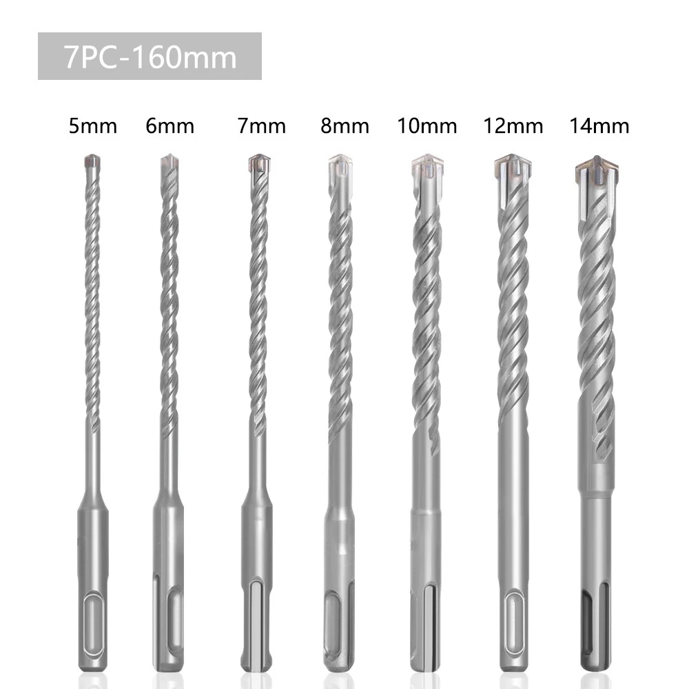 

7 Pcs SDS Plus Hole Saw Drilling Bits 160mm Electric Hammer Drill Bits for Wall Concrete Brick Masonry Bit
