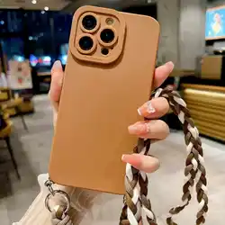 Case for Samsung Galaxy S26 Ultra S25 S24 S23 Plus S22 S20 S21 FE A57 A17 Crossbody Lanyard Necklace Silicone Braid Strap Cover