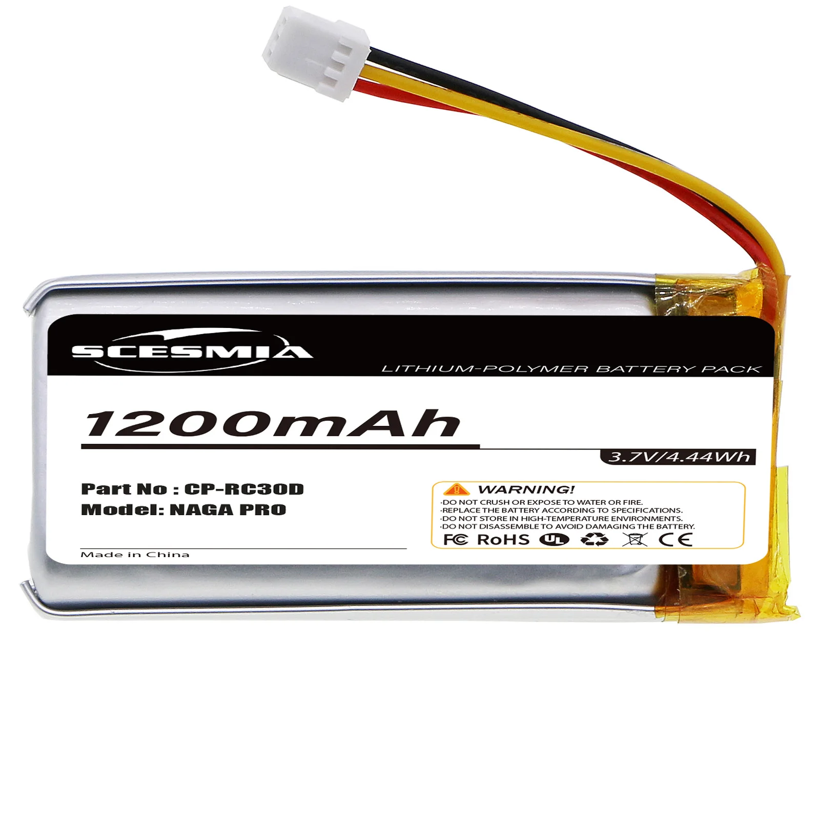 3.7V 1200mAh Keyboard,Mouse Battery CP-RC30D for RAZER NAGA PRO, RZ01-03420, 034200100,BASILISK ULTIMATE,RC30-031701 - view 6