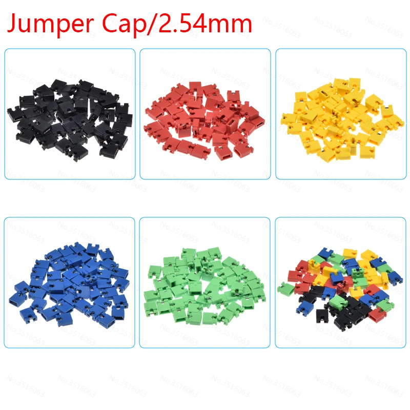 50/100pcs Black/Red/Yellow/Blue/Green Jumper Cap 2.54mm Pitch Standard Pcb Mini Short Circuit Cap Connector For Pin Header