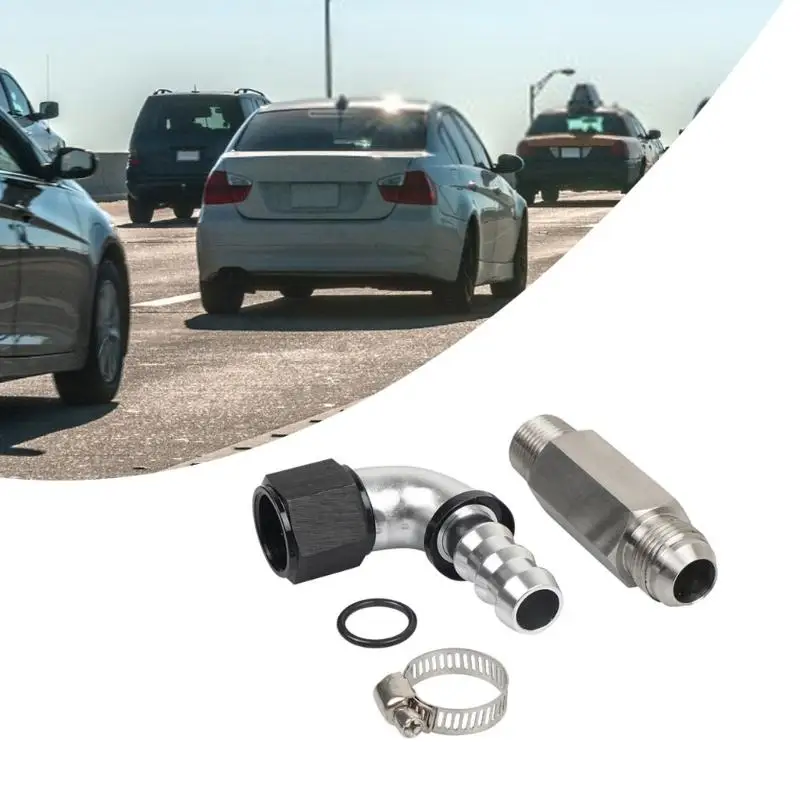 31BC Engine Bay Heater Hose Fitting for 2007.5+ 6.7L Applications, Metal -10AN Adapter Set with 90 Degree Elbow, Seal and