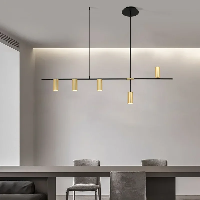 Candelabro colgante LED moderno nórdico para sala de estar, barra de mesa de comedor, tira larga, lámpara colgante de alta gama, accesorio de iluminación para decoración de oficina