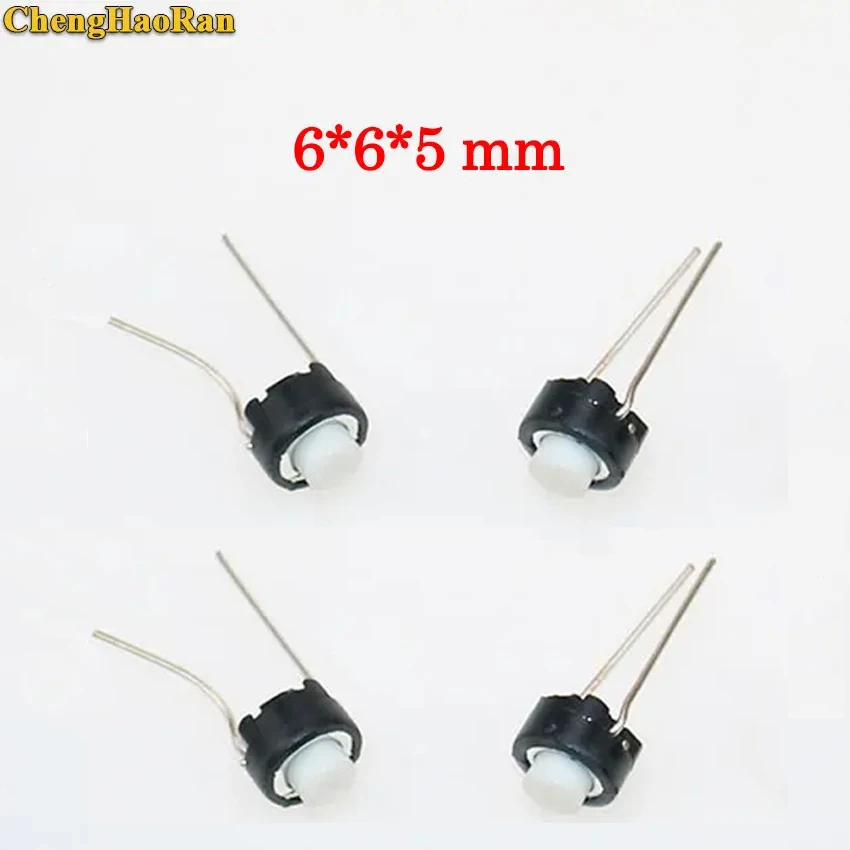 ChengHaoRan 20-100pcs Touch switch button 6*6*5mm DIP 6X6X5 mm Tactile Tact Push Button Micro Switch Momentary for A-L-P-S white