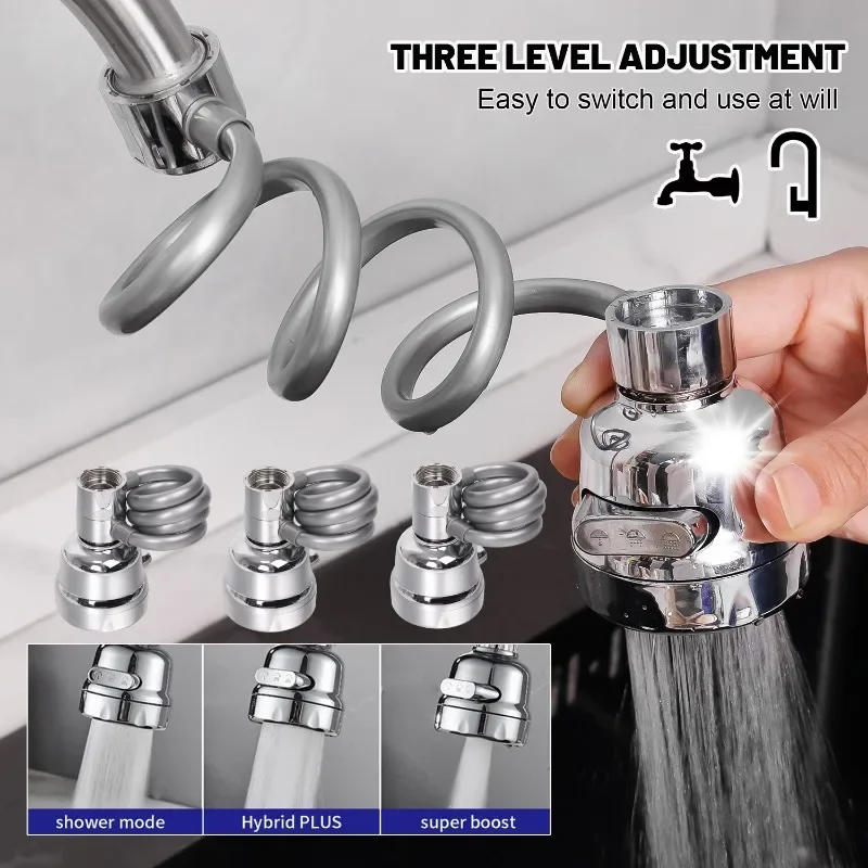 Scalable Faucet Extenders Three Speed Adjustable Sprinkler Heads Sink Nozzle PVC Portable Bathroom Kitchen Faucet Accessories