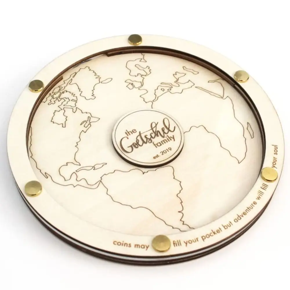 New Transparent Commemorative Coin Tray Wooden Round Coin Commemorative Plates Personalized Detachable Coin Box