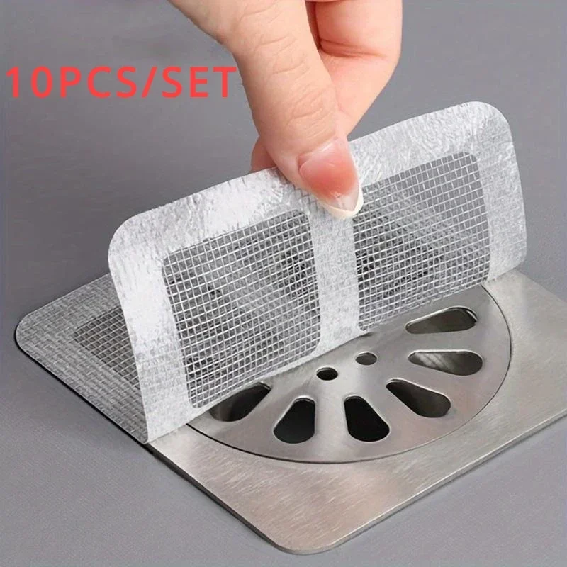 10pcs Disposable Shower Drain Net Shower Drain Cover Floor Sink Strainer Filter Hair Stopper for Bathroom Kitchen