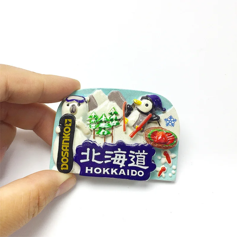 

Japan Hokkaido Personalized Creative Personified Skiing Bear Penguin Magnetic Fridge Magnet High-Value Home Decoration