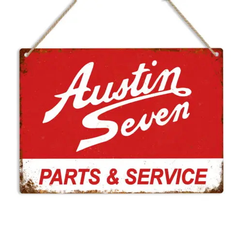 AUSTIN SEVEN Parts Red Retro Vintage Metal Tin Sign Plaque Man Cave Shed Garage